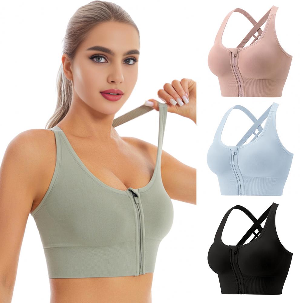 Sports Bra High Impact - حمالة صدر رياضية لاسلكية بسحاب أمامي،